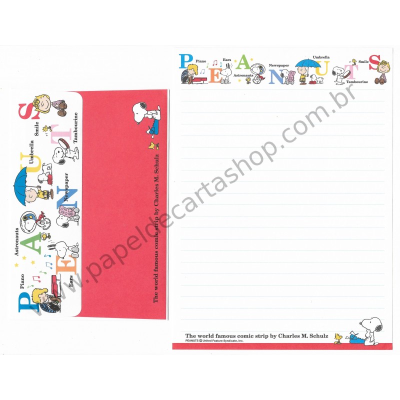 Conjunto de Papel de Carta Snoopy CVM Antigo Vintage Peanuts