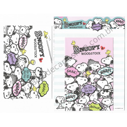 Kit 2 Conjuntos de Papel de Carta Snoopy & Woodstock Whap - Peanuts Japão 2015