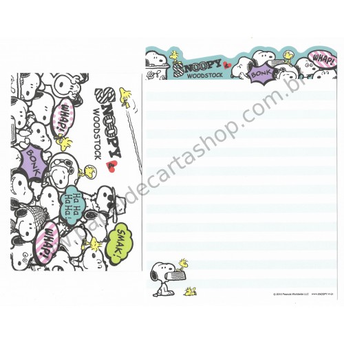 Kit 2 Conjuntos de Papel de Carta Snoopy & Woodstock Whap - Peanuts Japão 2015