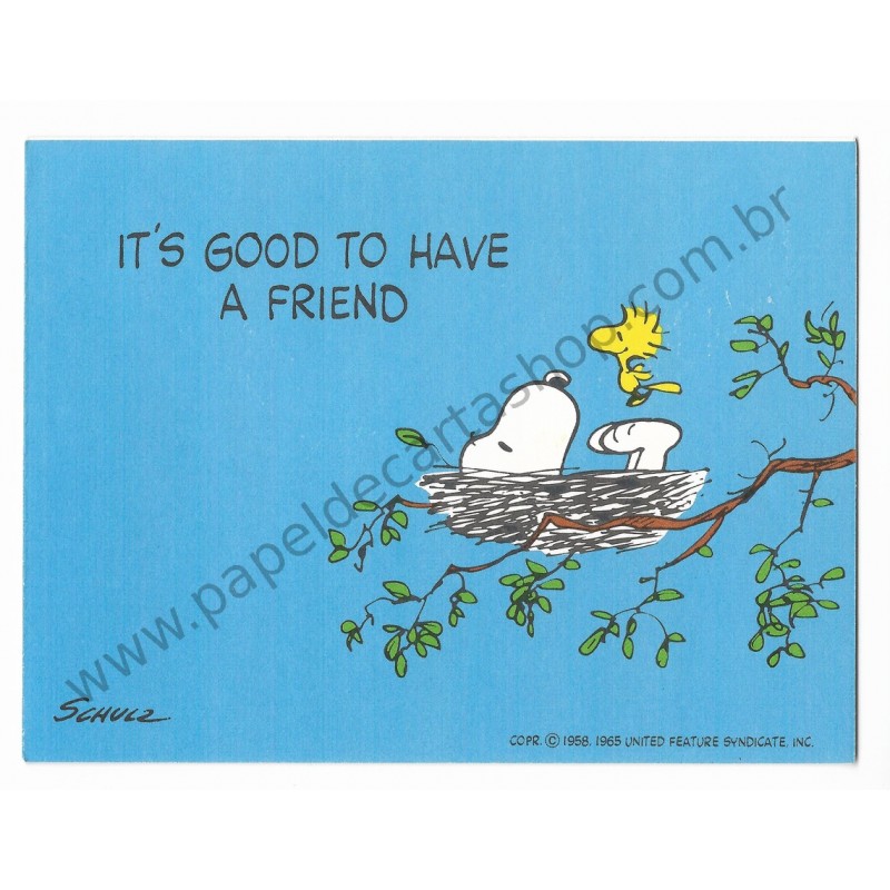 Notelette ANTIGO Importado Snoopy Its Good to Have a Friend - Hallmark