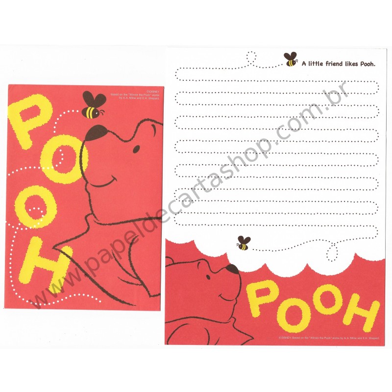 Conjunto de Papel de Carta Importado Disney Pooh A Little Friend likes Pooh
