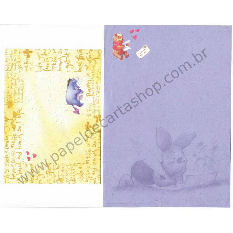 Conjunto de Papel de Carta Importado Disney Pooh To Pooh From Me