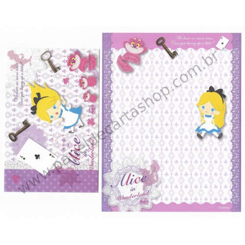 Kit 2 Conjuntos de Papel de Carta Disney Alice (CLL)