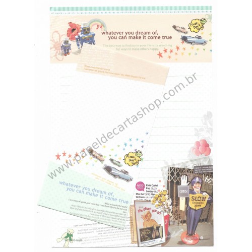 Conjunto de Papel de Carta Importado Whatever You Dream Of - Morning Glory