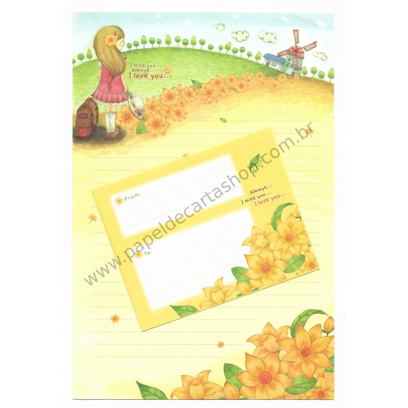 Conjunto de Papel de Carta Importado I Miss You - i-Neu