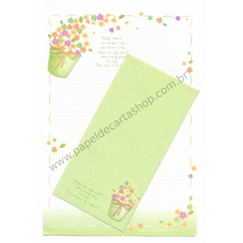 Conjunto de Papel de Carta Importado Flowers - Papier