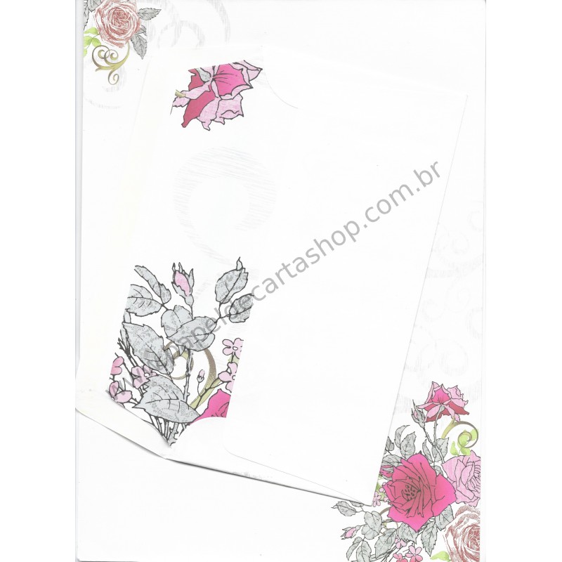 Conjunto de Papel de Carta Antigo (Vintage) Flores A4 - RÖSSLER PAPIER