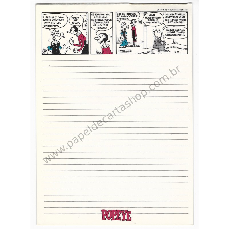 Papel de Carta Antigo Popeye Importado Japan