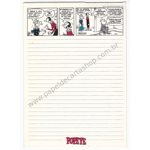 Papel de Carta Antigo Popeye Importado Japan