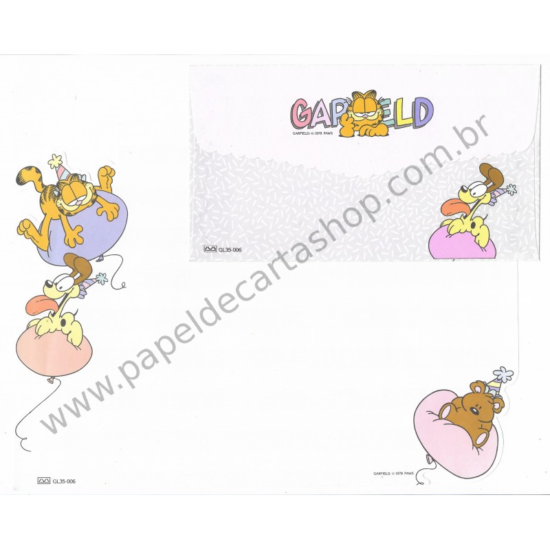 Ano 1978. Conjunto de Papel de Carta Antigo Importado Garfield CLL - Paws