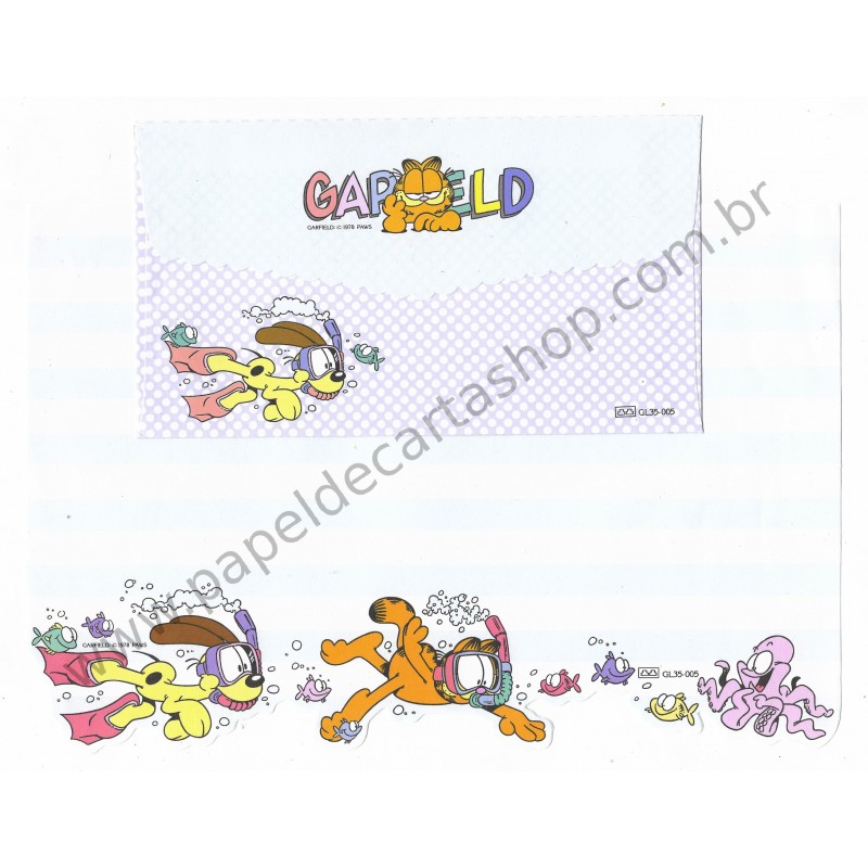 Ano 1978. Conjunto de Papel de Carta Antigo Importado Garfield CAZ - Paws