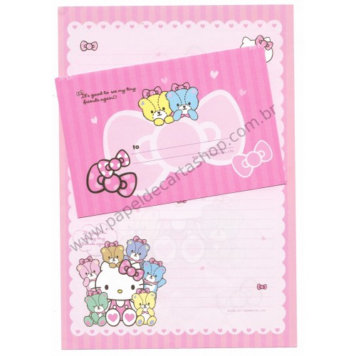Ano 2011. Conjunto de Papel de Carta Hello Kitty Tiny Friends Sanrio
