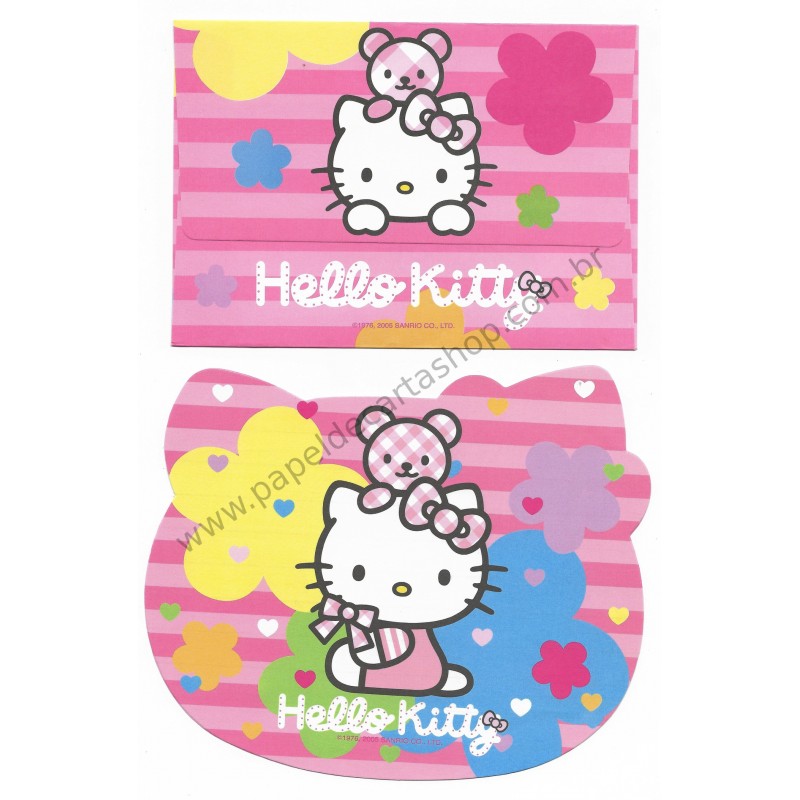 Ano 2005. Conjunto de Papel de Carta Hello Kitty DC Sanrio