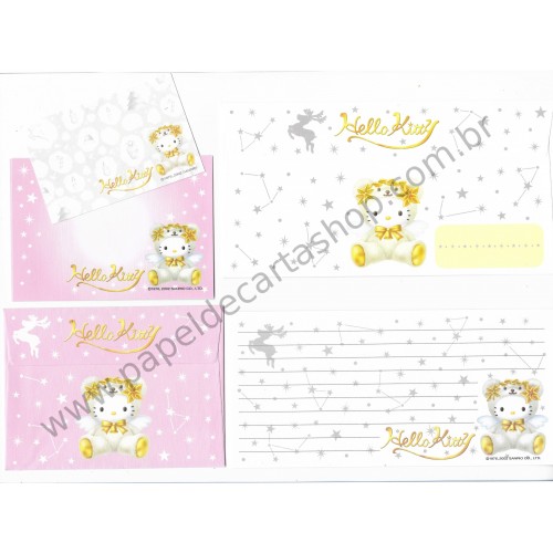 Ano 2002. Conjunto de Papel de Carta Hello Kitty White Bear CRS Sanrio
