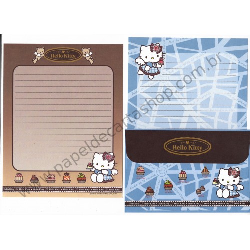 Ano 2002. Conjunto de Papel de Carta Hello Kitty Bear (CBR) Sanrio