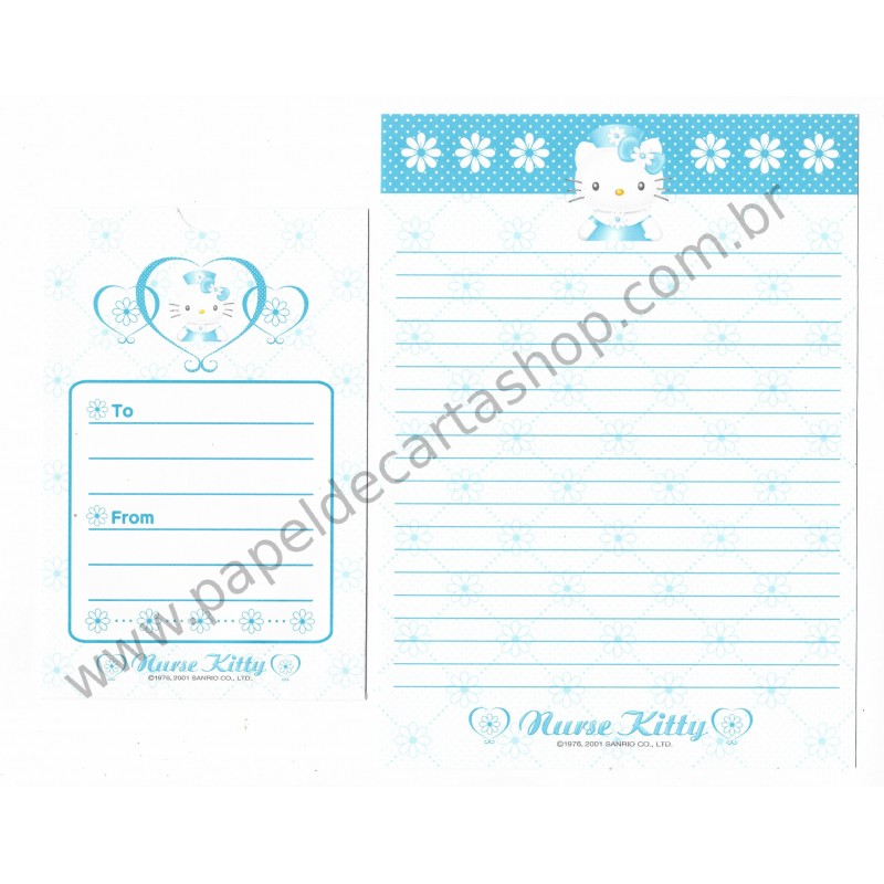 Ano 2001. Conjunto de Papel de Carta Hello Kitty Nurse 2 Sanrio