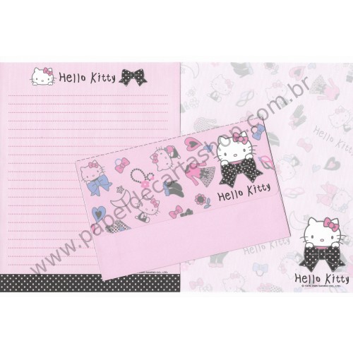 Ano 2005. Conjunto de Papel de Carta Hello Kitty Dress-Up Sanrio