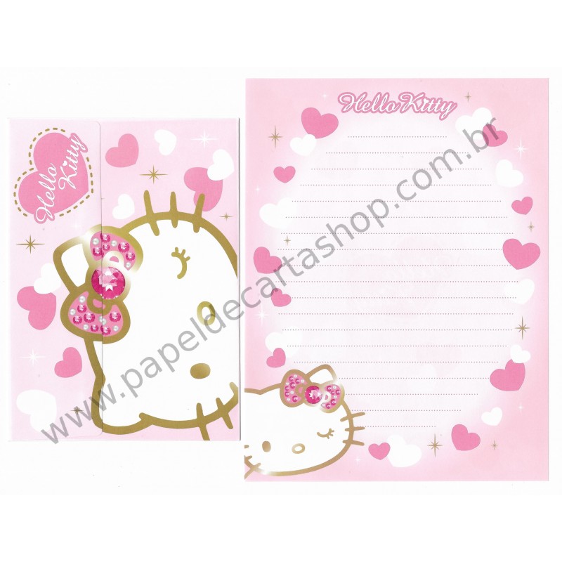 Ano 2005. Conjunto de Papel de Carta Hello Kitty Ribbon Kt Sanrio