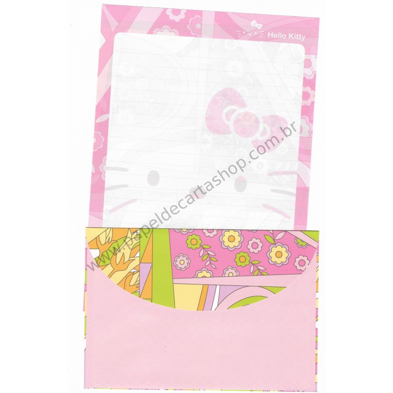 Ano 2004. Conjunto de Papel de Carta Hello Kitty FV Sanrio