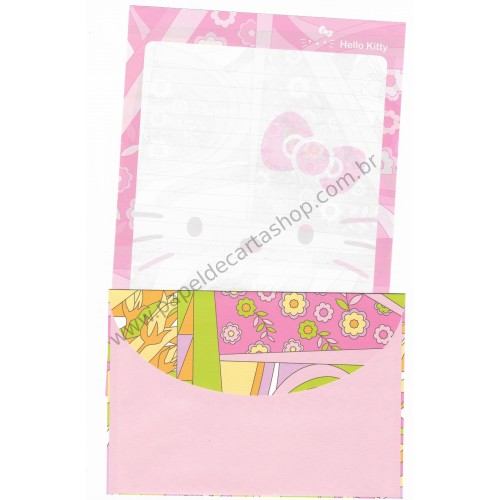 Ano 2004. Conjunto de Papel de Carta Hello Kitty FV Sanrio