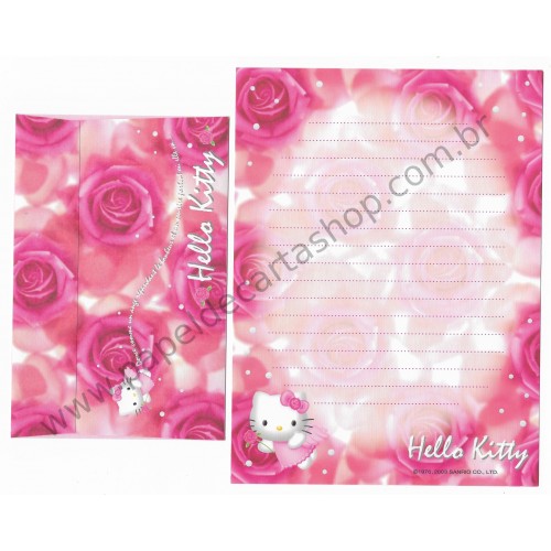 Ano 2003. Conjunto de Papel de Carta Hello Kitty Roses Sanrio