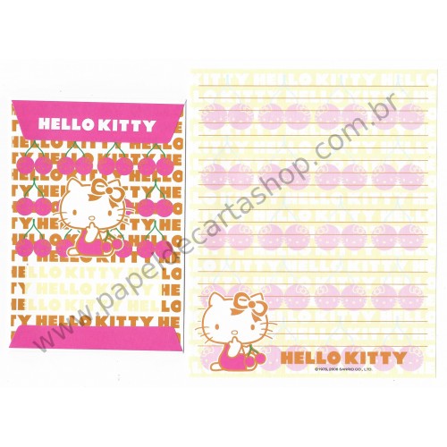 Ano 2006. Conjunto de Papel de Carta Hello Kitty Cherry CRS - Sanrio
