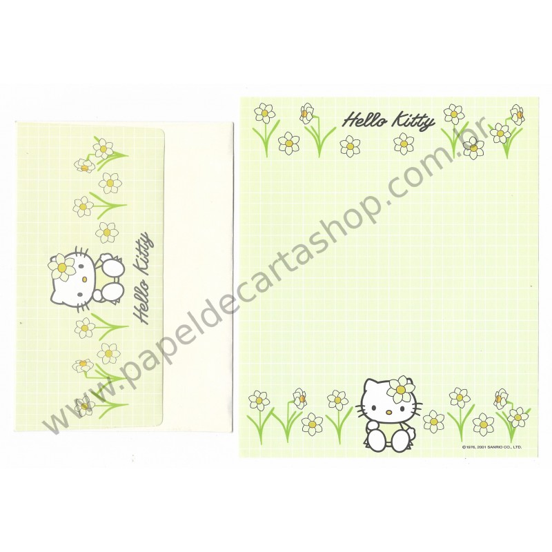 Ano 2001. Conjunto de Papel de Carta Hello Kitty Spring 1 Sanrio