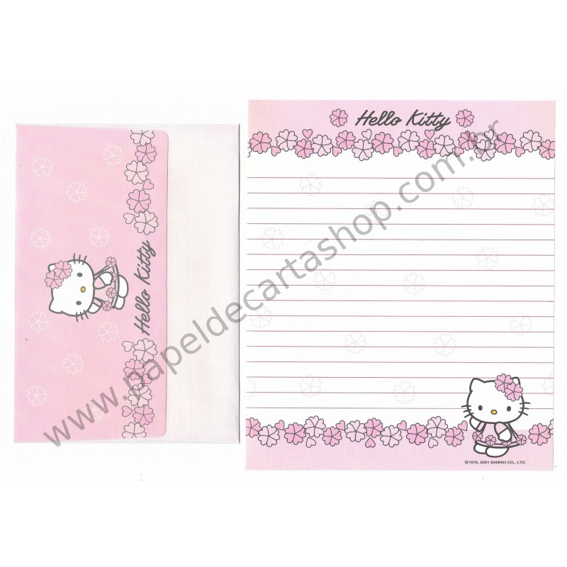 Ano 2001. Conjunto de Papel de Carta Hello Kitty Spring 3 Sanrio