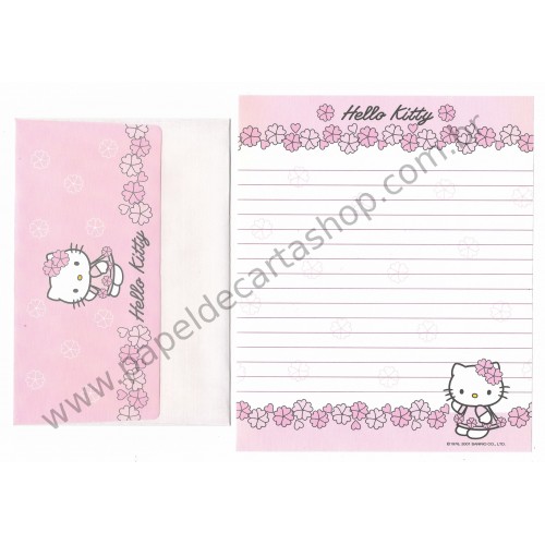 Ano 2001. Conjunto de Papel de Carta Hello Kitty Spring 3 Sanrio