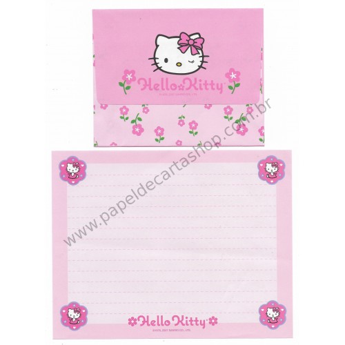 Ano 2007. Conjunto de Papel de Carta Hello Kitty Flores CRS1 - Sanrio
