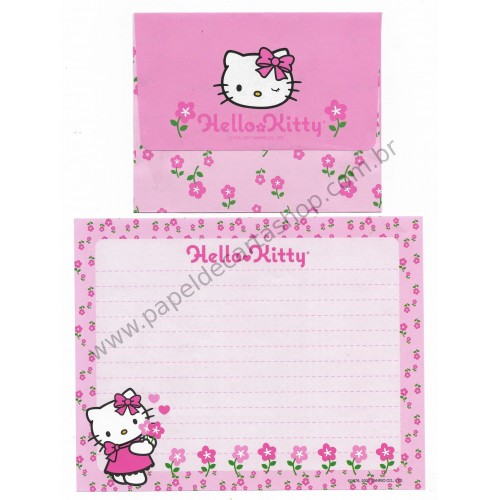 Ano 2007. Conjunto de Papel de Carta Hello Kitty Flores CRS2 - Sanrio