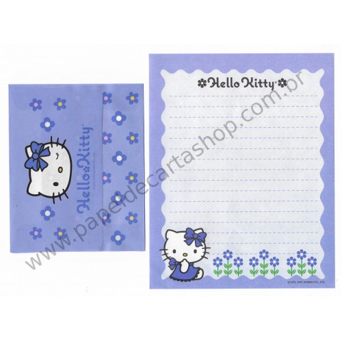 Ano 2007. Conjunto de Papel de Carta Hello Kitty Flores CLL1 - Sanrio