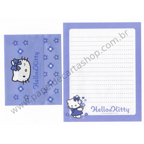 Ano 2007. Conjunto de Papel de Carta Hello Kitty Flores CLL2 - Sanrio