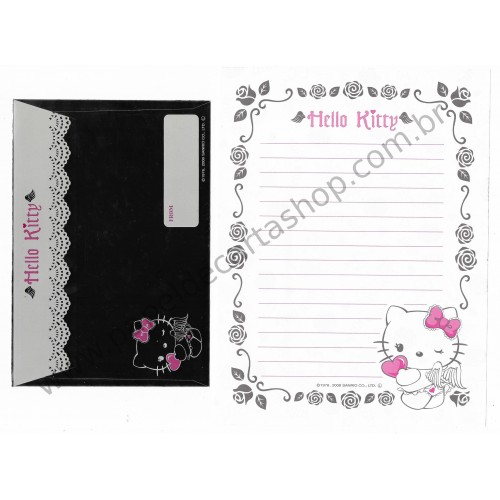 Ano 2008. Conjunto de Papel de Carta Hello Kitty Angel Silver - Sanrio