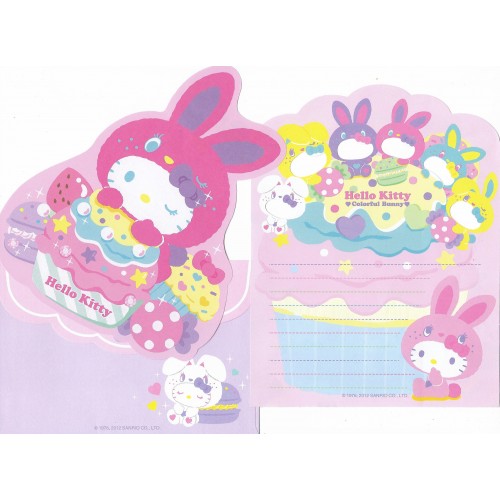 Ano 2012. Conjunto de Papel de Carta Hello Kitty Colorful Bunny Dupla Sanrio