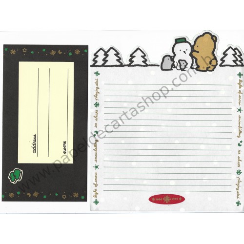 Conjunto de Papel de Carta Antigo (Vintage) Pinny-Mu Snow San-X