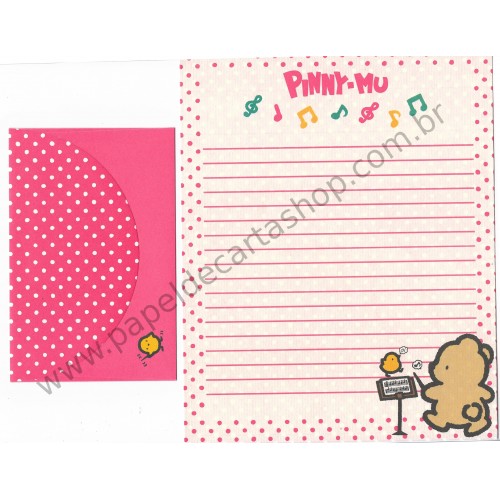 Conjunto de Papel de Carta Antigo (Vintage) Pinny-Mu Pink San-X