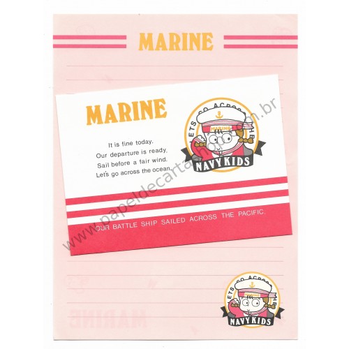 Conjunto de Papel de Carta Antigo Marine Navy Kids Japan