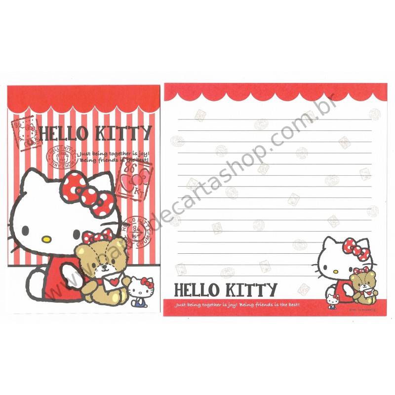 Ano 2015. Kit 2 Conjuntos de Papéis de Carta Hello Kitty - Sanrio