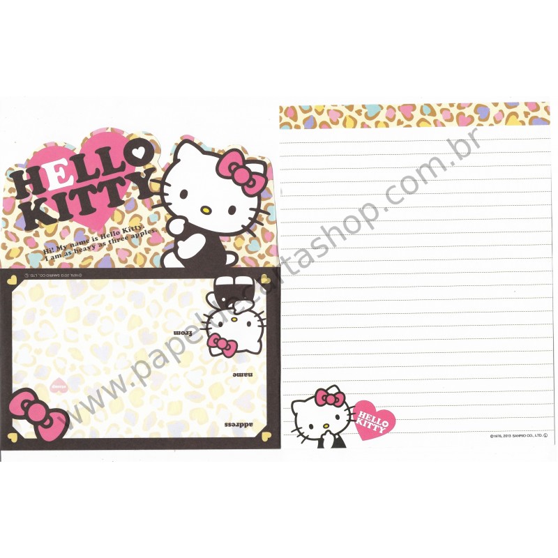 Ano 2013. Kit 4 Conjuntos de Papel de Carta Hello Kitty Three Apples Sanrio