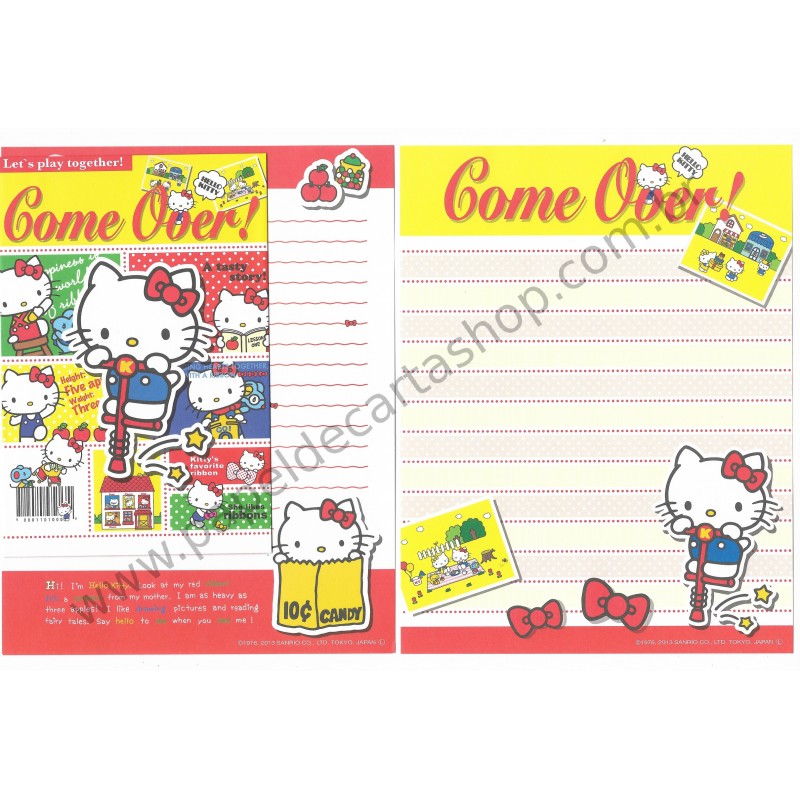 Ano 2013. Conjuntos de Papel de Carta Hello Kitty Come Over Sanrio