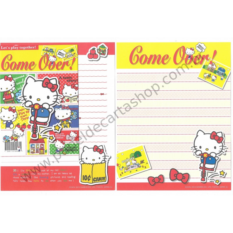 Ano 2013. Conjuntos de Papel de Carta Hello Kitty Come Over Sanrio