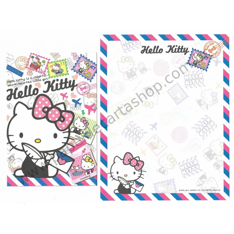 Ano 2014. Kit 2 Conjuntos de Papel de Carta Hello Kitty Little Girl Sanrio