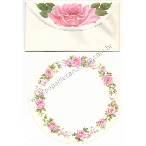 Conjunto de Papel de Carta Antigo Importado Round Rose Garden