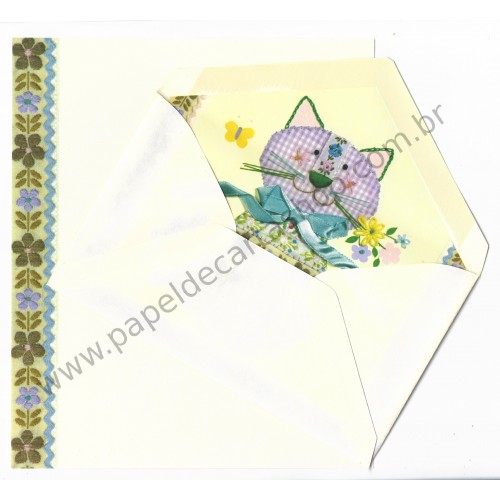 Conjunto de Papel de Carta Antigo Importado GATINHO - Hallmark