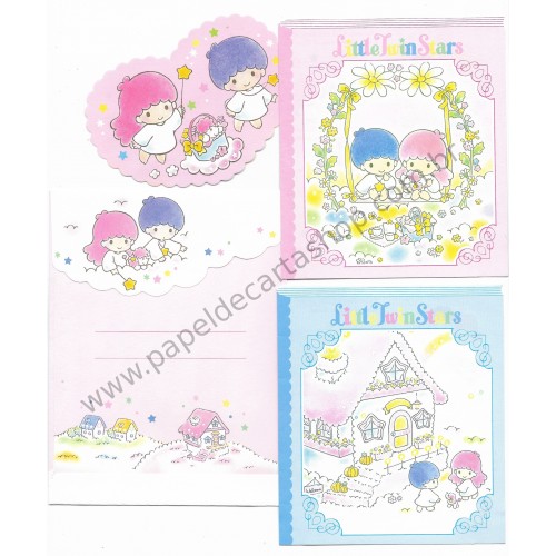 Ano 1994. Conjunto de Papel de Carta Little Twin Stars Books Sanrio