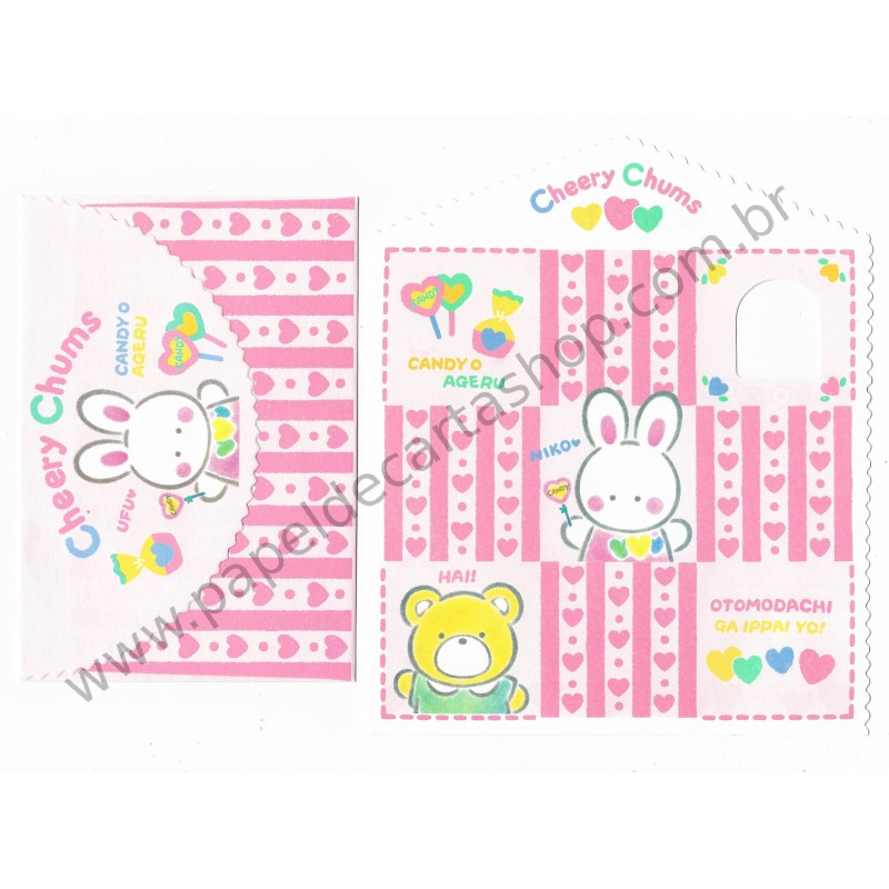 Ano 1994. Conjunto de Papel de Carta Cheery Chums CRS Vintage Sanrio