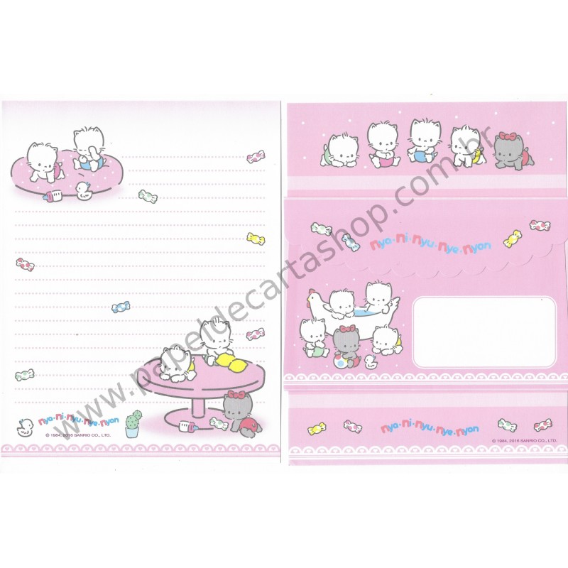 Ano 2016. Conjunto de Papel de Carta Nya*Ni*Nyu*Nye*Nyon Sanrio