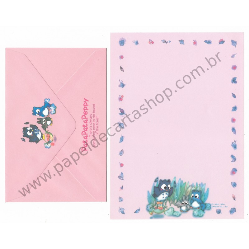 Ano 1994. Conjunto de Papel de Carta PataPataPeppy Vintage CRS Sanrio