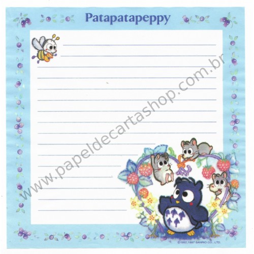 Ano 1997. Conjunto de Papel de Carta PataPataPeppy Vintage V Sanrio